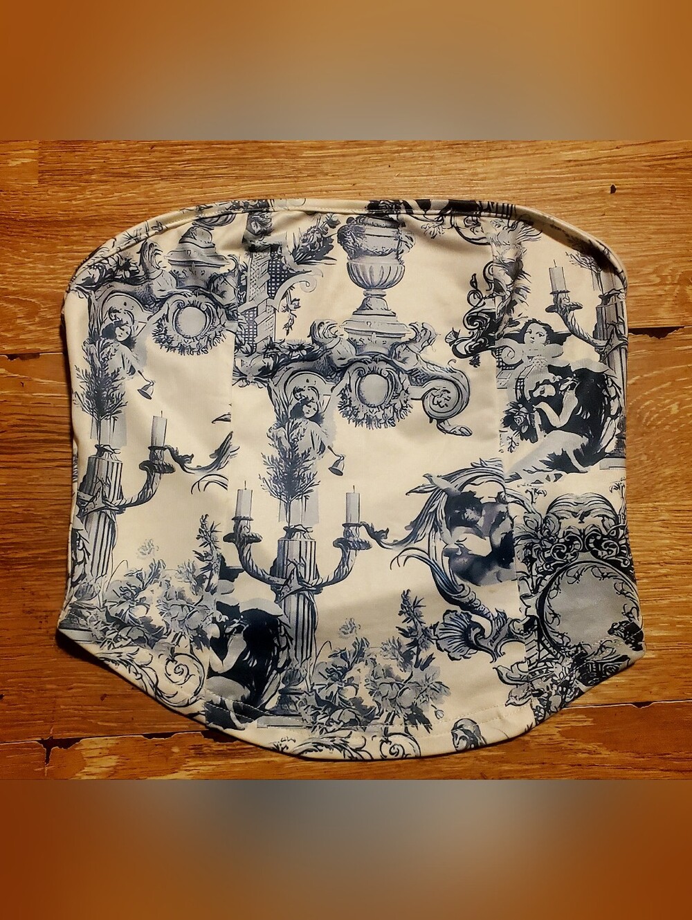 Blue & White Toile De Jouy Print Tube Top
